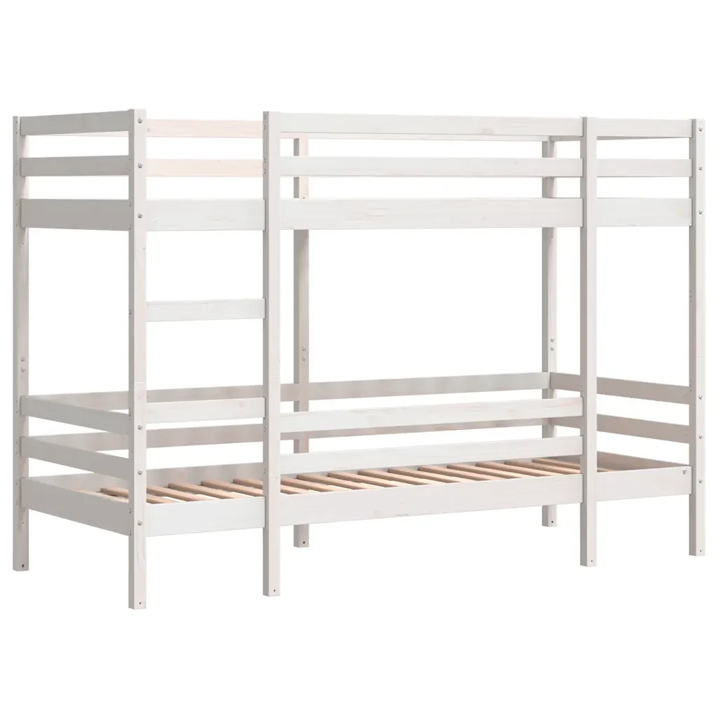 Letto singolo | Letto per adulti | Letto a Castello Bianco 90x200 cm in Legno Massello di Pino - Image 3