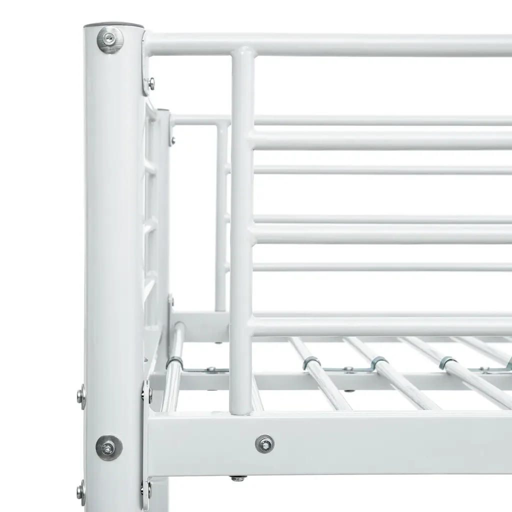 Letto singolo | Letto per adulti | Letto a Castello Bianco in Metallo 90x200 cm - Image 5