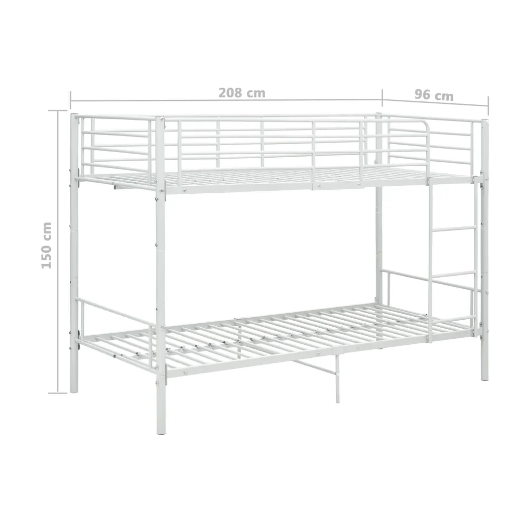 Letto singolo | Letto per adulti | Letto a Castello Bianco in Metallo 90x200 cm - Image 8
