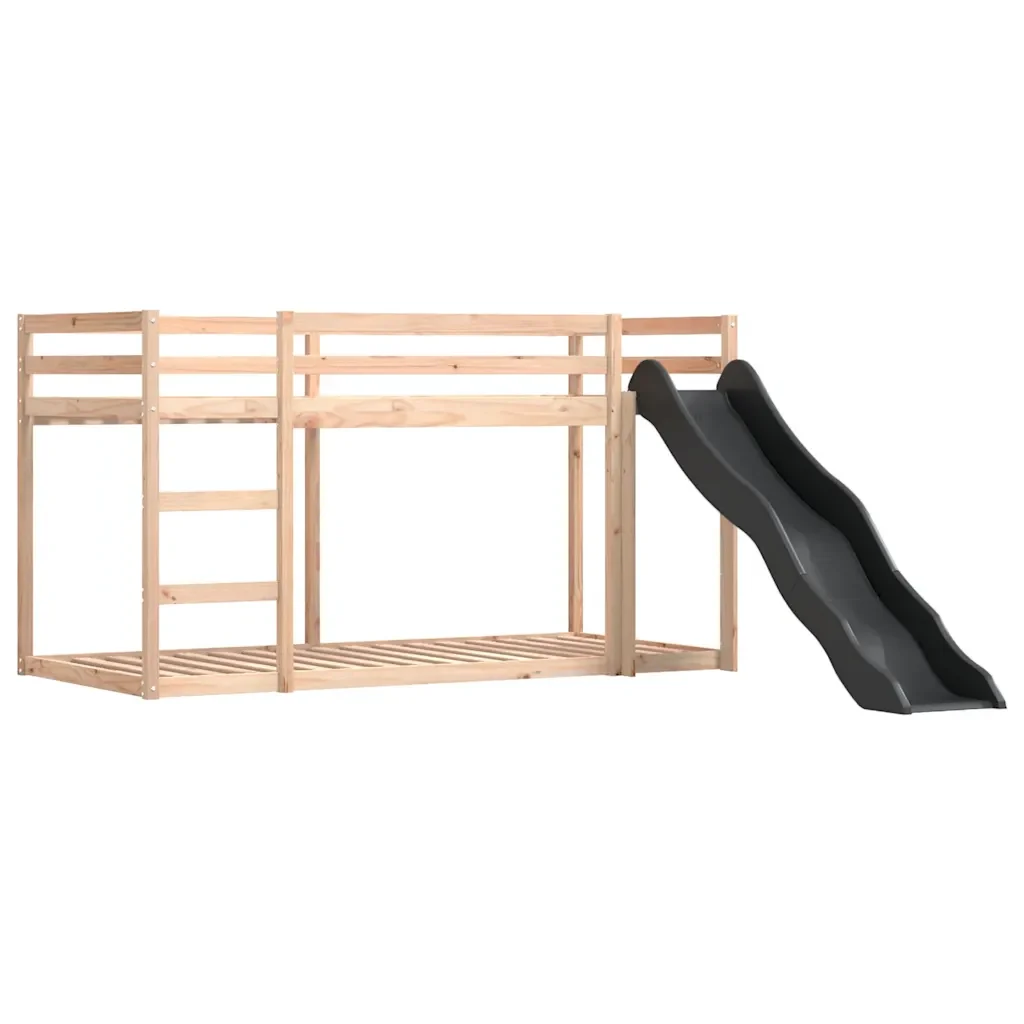 Letto singolo | Letto per adulti | Letto a Castello con Scivolo e Tende Bianco e Nero 80x200 cm - Image 8