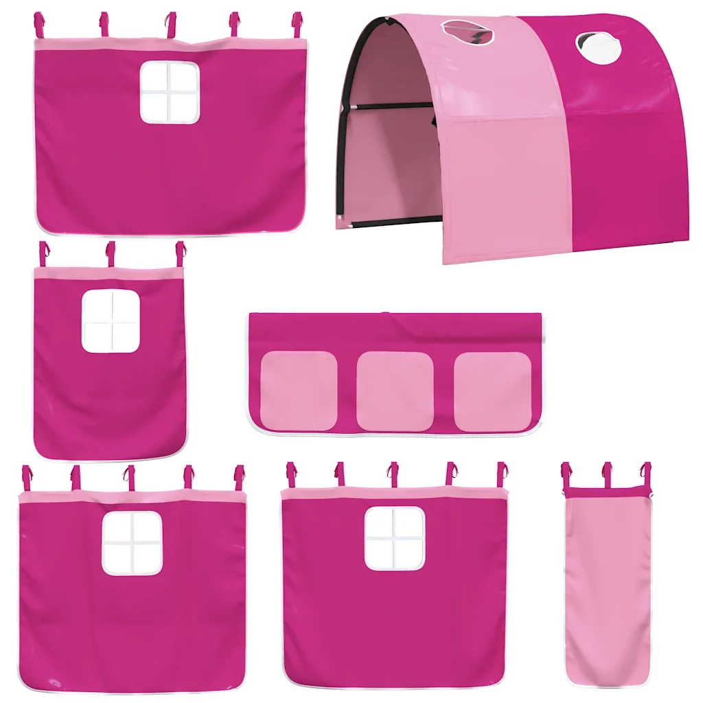 Letto singolo | Letto per adulti | Letto a Castello con Scivolo e Tende Rosa 80x200 cm - Image 6