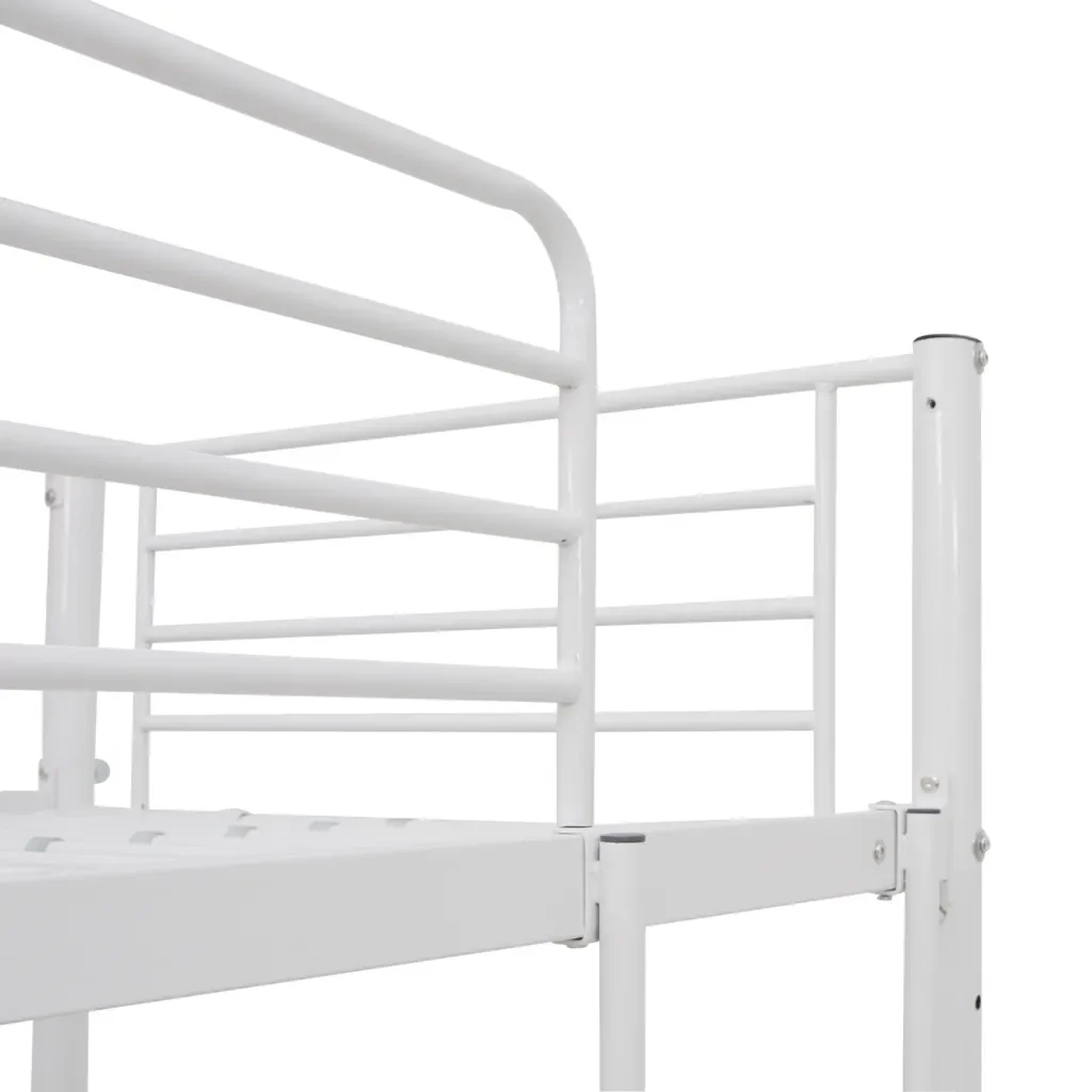 Letto singolo | Letto per adulti | Letto a Castello con Tavolino Bianco in Metallo 90x200 cm - Image 5