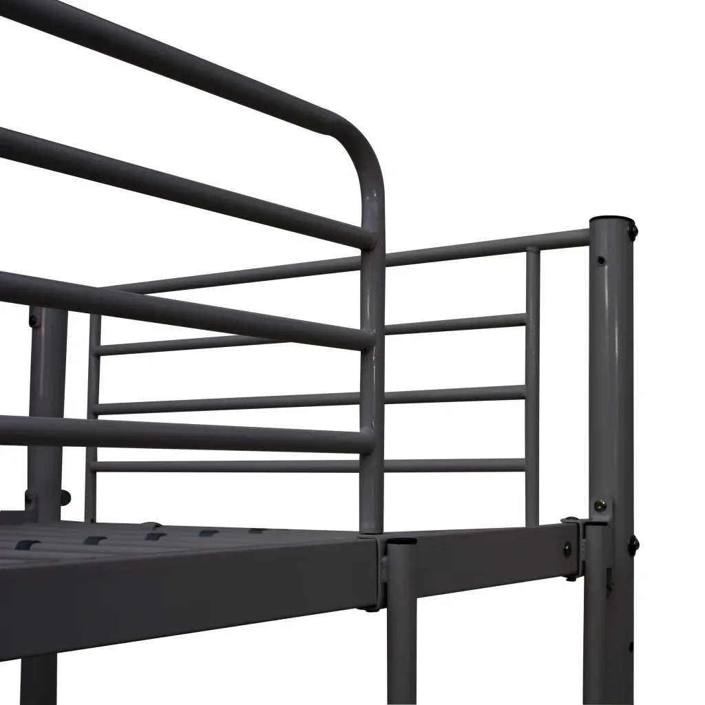 Letto singolo | Letto per adulti | Letto a Castello con Tavolino Grigio in Metallo 90x200 cm - Image 5