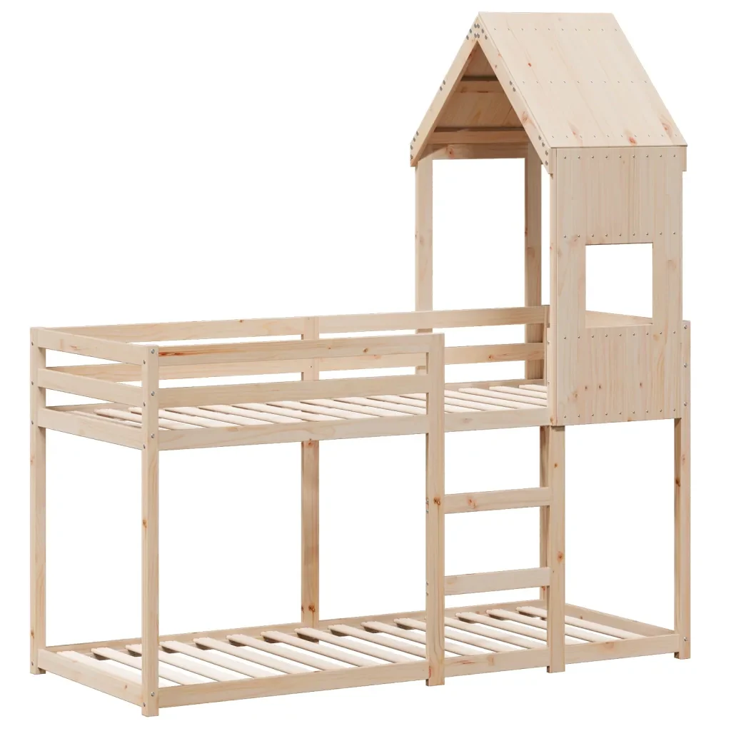 Letto singolo | Letto per adulti | Letto a Castello con Tetto 75x190 cm in Legno Massello di Pino - Image 3