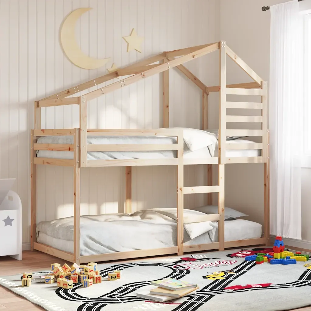 Letto singolo | Letto per adulti | Letto a Castello con Tetto 75x190 cm in Legno Massello di Pino - Image 2