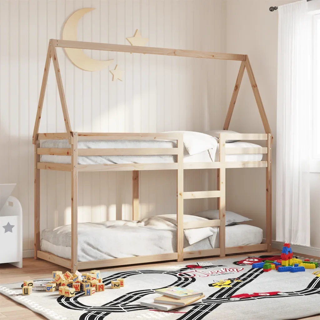 Letto singolo | Letto per adulti | Letto a Castello con Tetto 75x190 cm in Legno Massello di Pino - Image 2