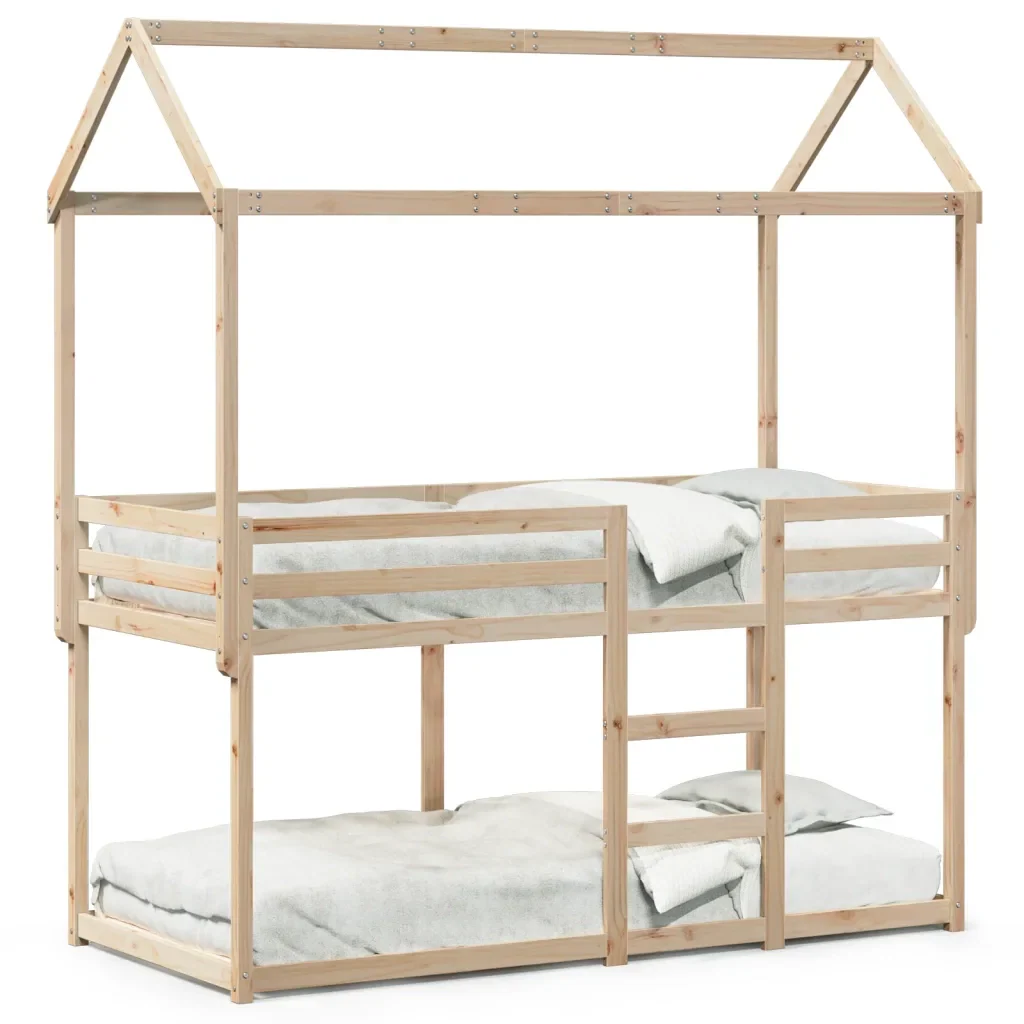 Letto singolo | Letto per adulti | Letto a Castello con Tetto 75x190 cm in Legno Massello di Pino