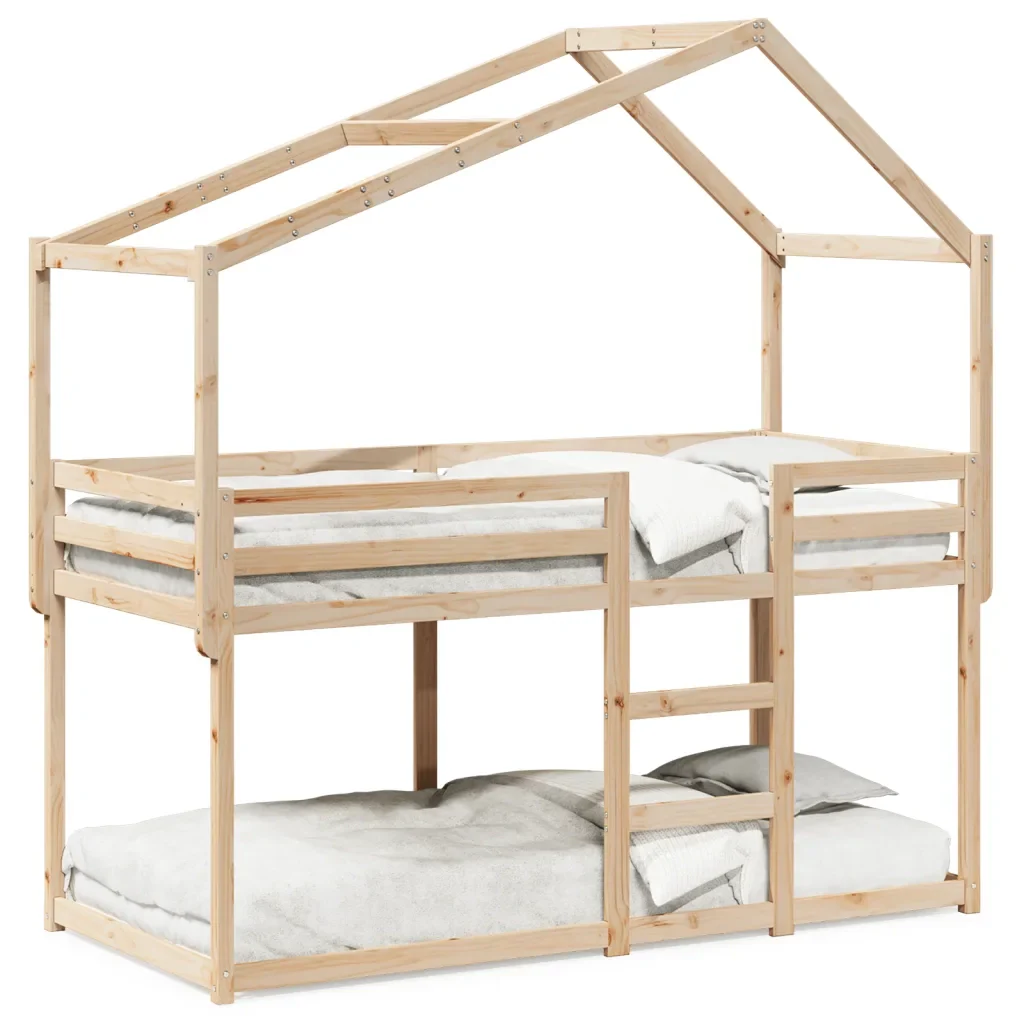 Letto singolo | Letto per adulti | Letto a Castello con Tetto 80x200 cm in Legno Massello di Pino