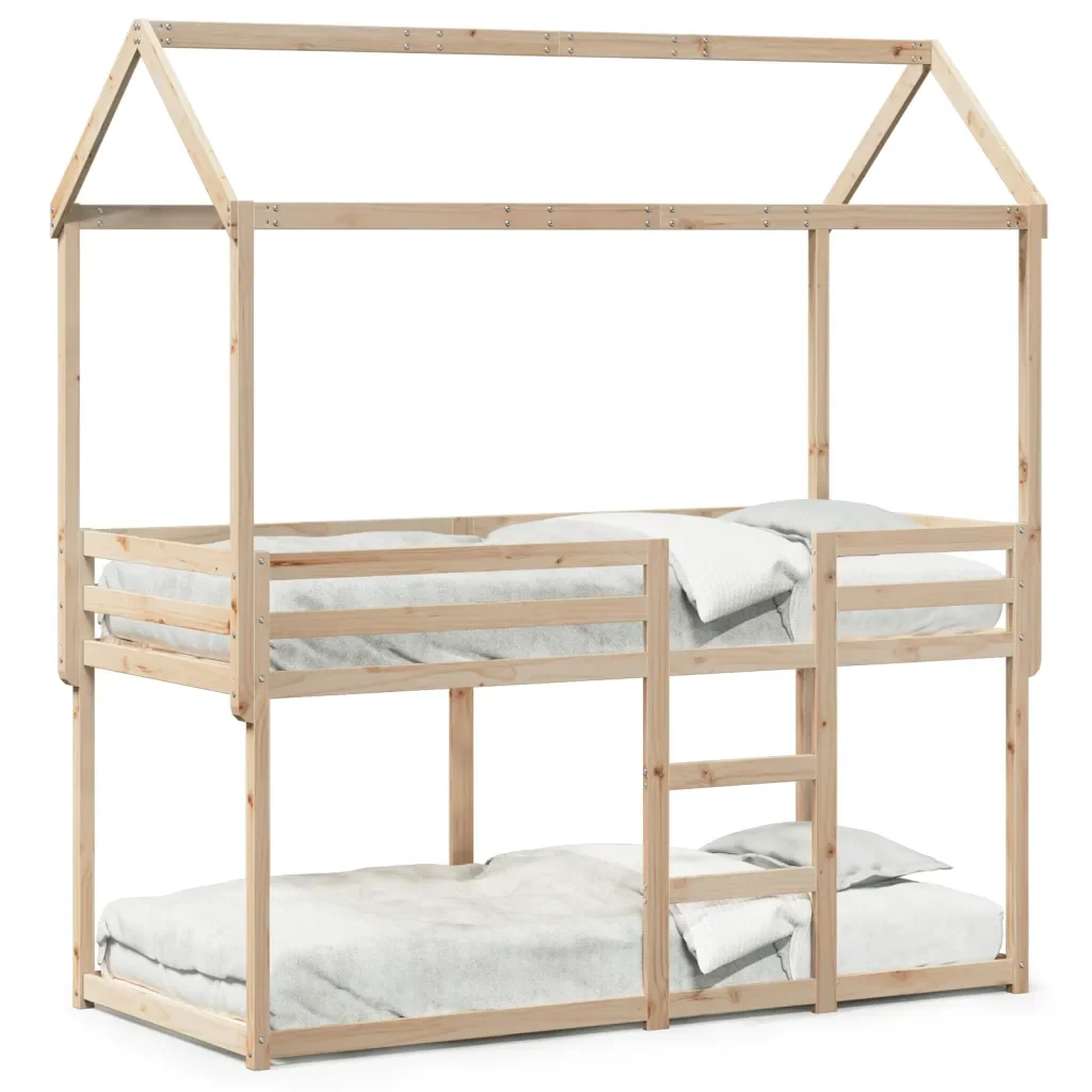 Letto singolo | Letto per adulti | Letto a Castello con Tetto 80x200 cm in Legno Massello di Pino