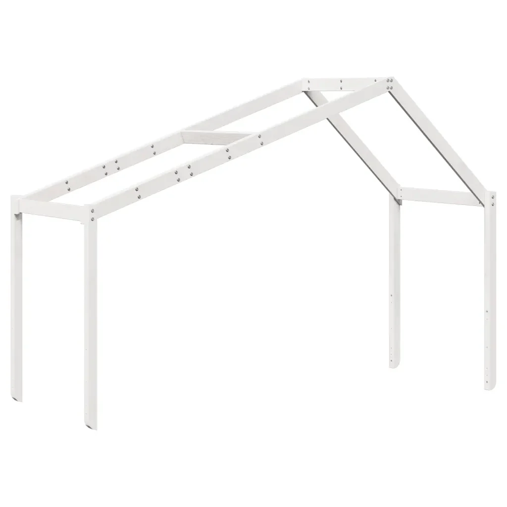 Letto singolo | Letto per adulti | Letto a Castello con Tetto Bianco 75x190 cm Legno Massello Pino - Image 6