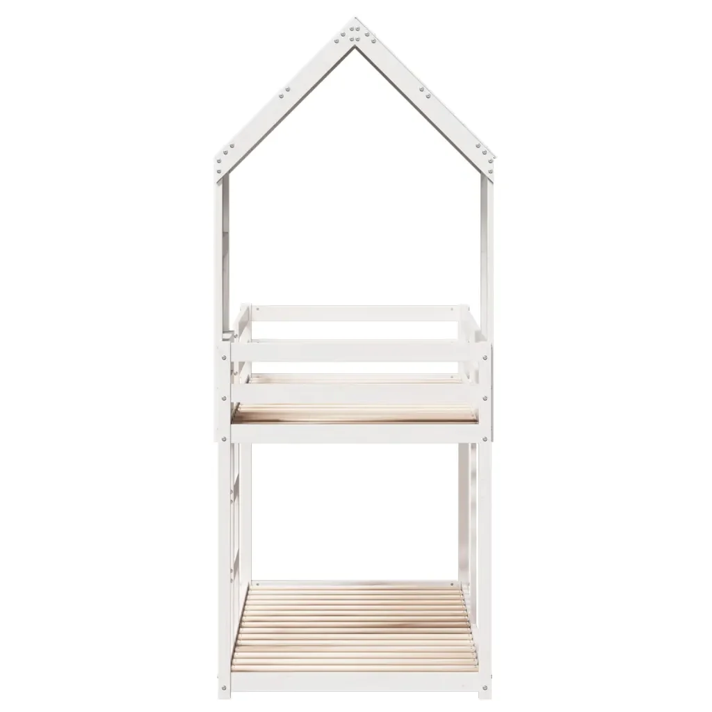 Letto singolo | Letto per adulti | Letto a Castello con Tetto Bianco 80x200 cm Legno Massello Pino - Image 5