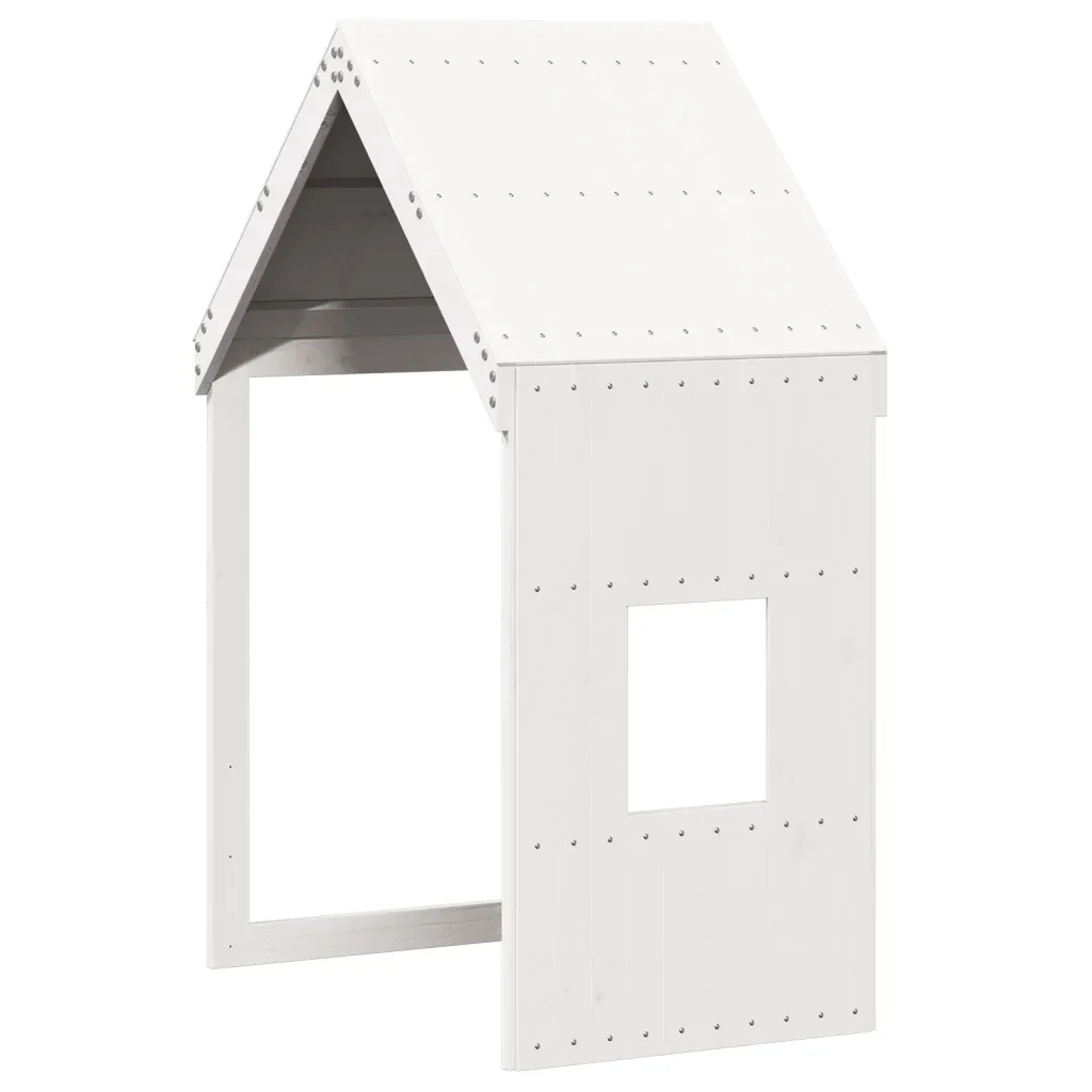 Letto singolo | Letto per adulti | Letto a Castello con Tetto Bianco 80x200 cm Legno Massello Pino - Image 8