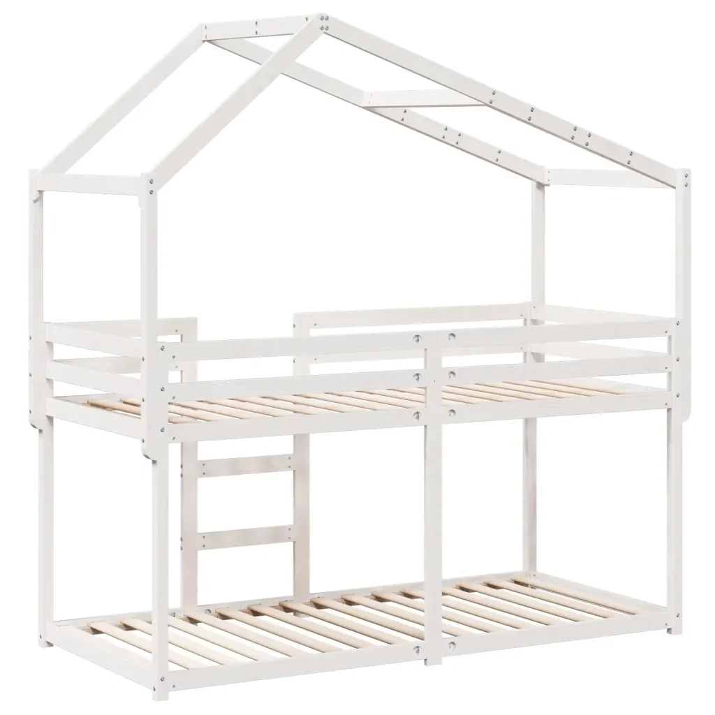 Letto singolo | Letto per adulti | Letto a Castello con Tetto Bianco 80x200 cm Legno Massello Pino - Image 8