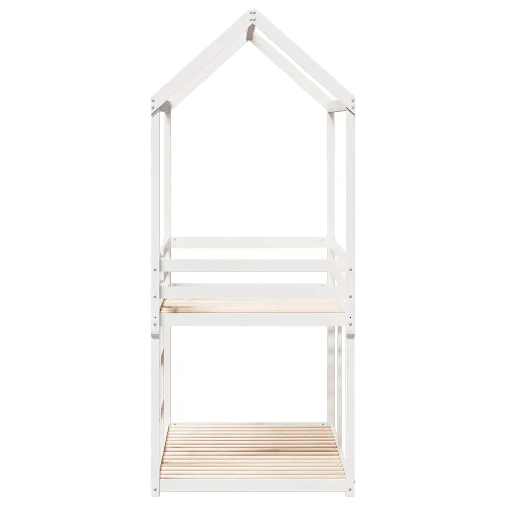 Letto singolo | Letto per adulti | Letto a Castello con Tetto Bianco 80x200 cm Legno Massello Pino - Image 7