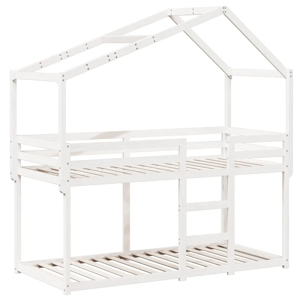 Letto singolo | Letto per adulti | Letto a Castello con Tetto Bianco 90x200 cm in Legno di Pino - Image 4