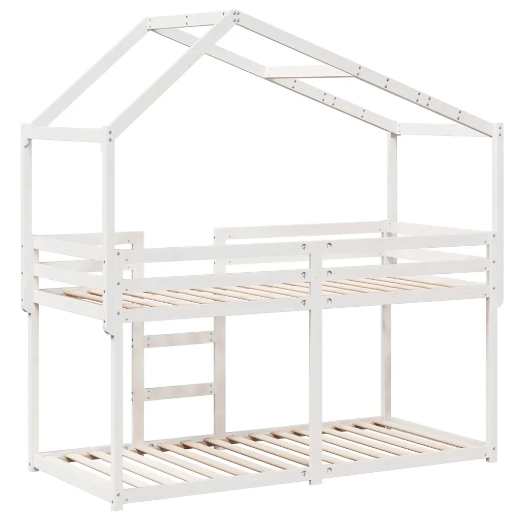 Letto singolo | Letto per adulti | Letto a Castello con Tetto Bianco 90x200 cm in Legno di Pino - Image 8