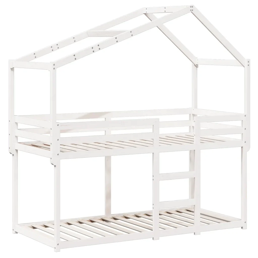 Letto singolo | Letto per adulti | Letto a Castello con Tetto Bianco 90x200 cm in Legno di Pino - Image 3