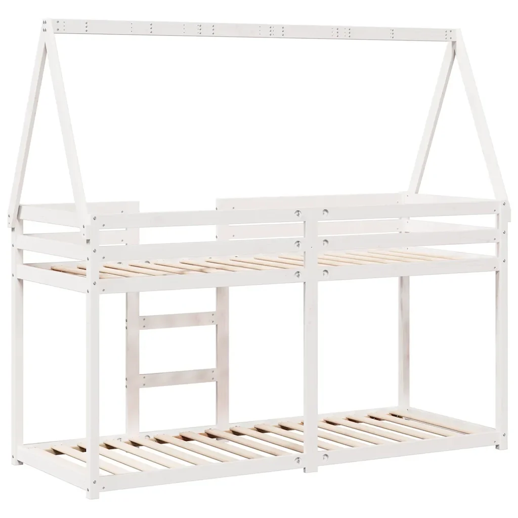 Letto singolo | Letto per adulti | Letto a Castello con Tetto Bianco 90x200 cm in Legno di Pino - Image 6