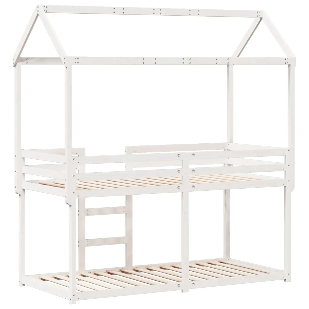 Letto singolo | Letto per adulti | Letto a Castello con Tetto Bianco 90x200 cm in Legno di Pino - Image 8