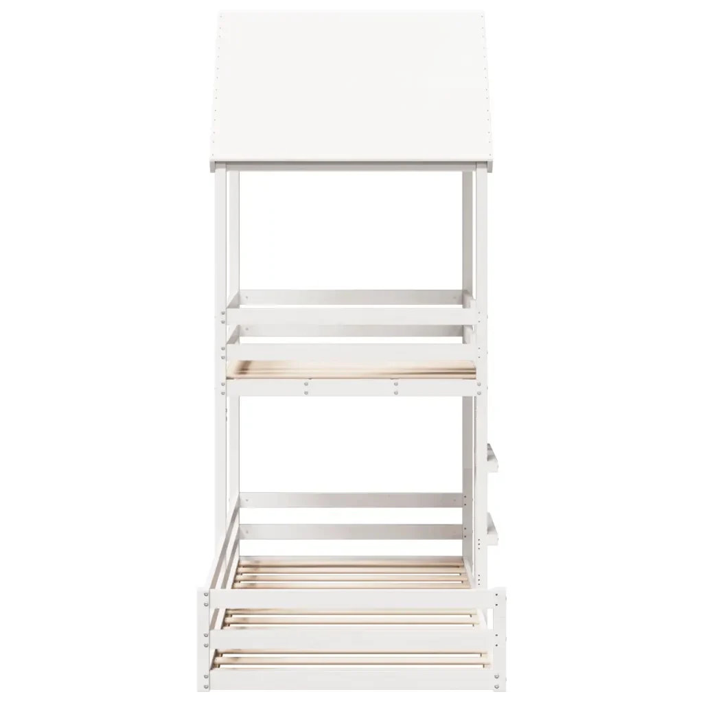 Letto singolo | Letto per adulti | Letto a Castello con Tetto Bianco 90x200 cm in Legno di Pino - Image 5