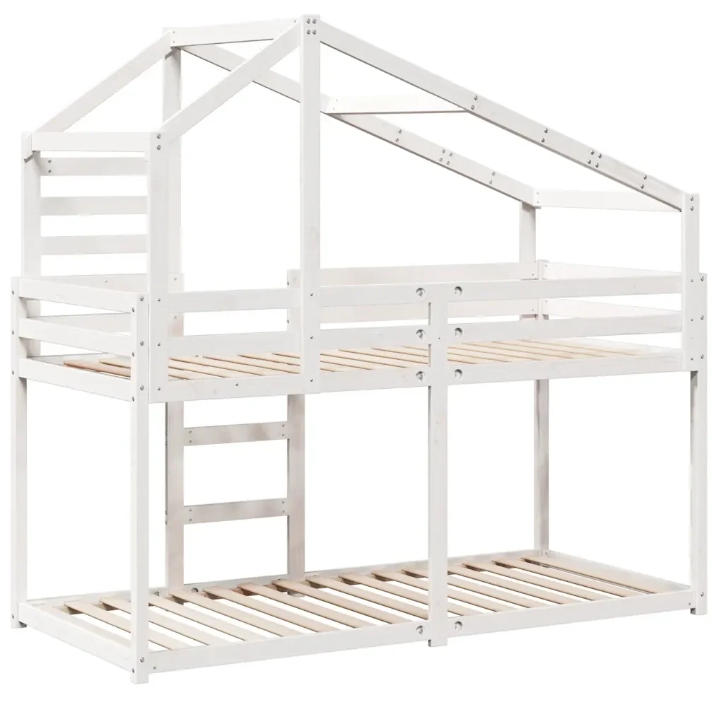 Letto singolo | Letto per adulti | Letto a Castello con Tetto Bianco 90x200 cm in Legno di Pino - Image 6