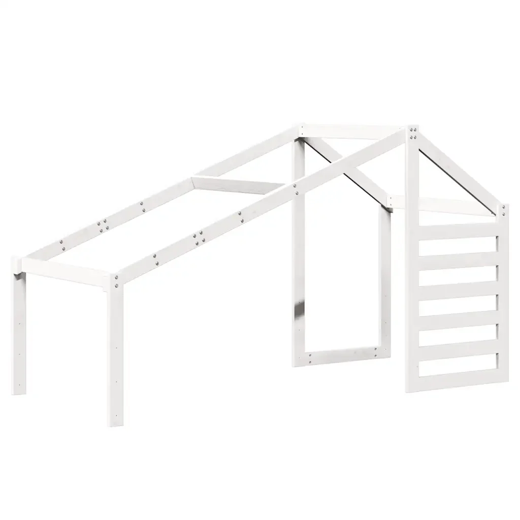 Letto singolo | Letto per adulti | Letto a Castello con Tetto Bianco 90x200 cm in Legno di Pino - Image 8
