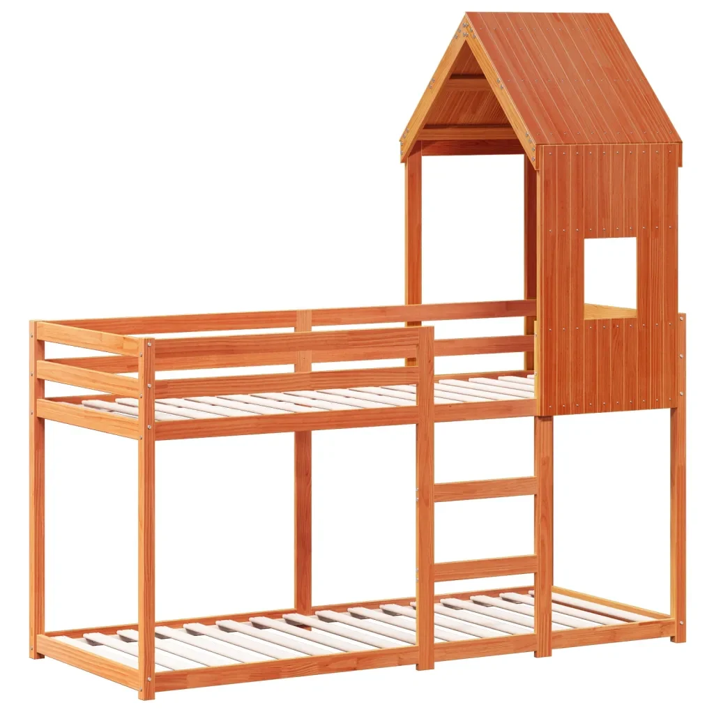 Letto singolo | Letto per adulti | Letto a Castello con Tetto Cera 80x200 cm Legno Massello Pino - Image 4