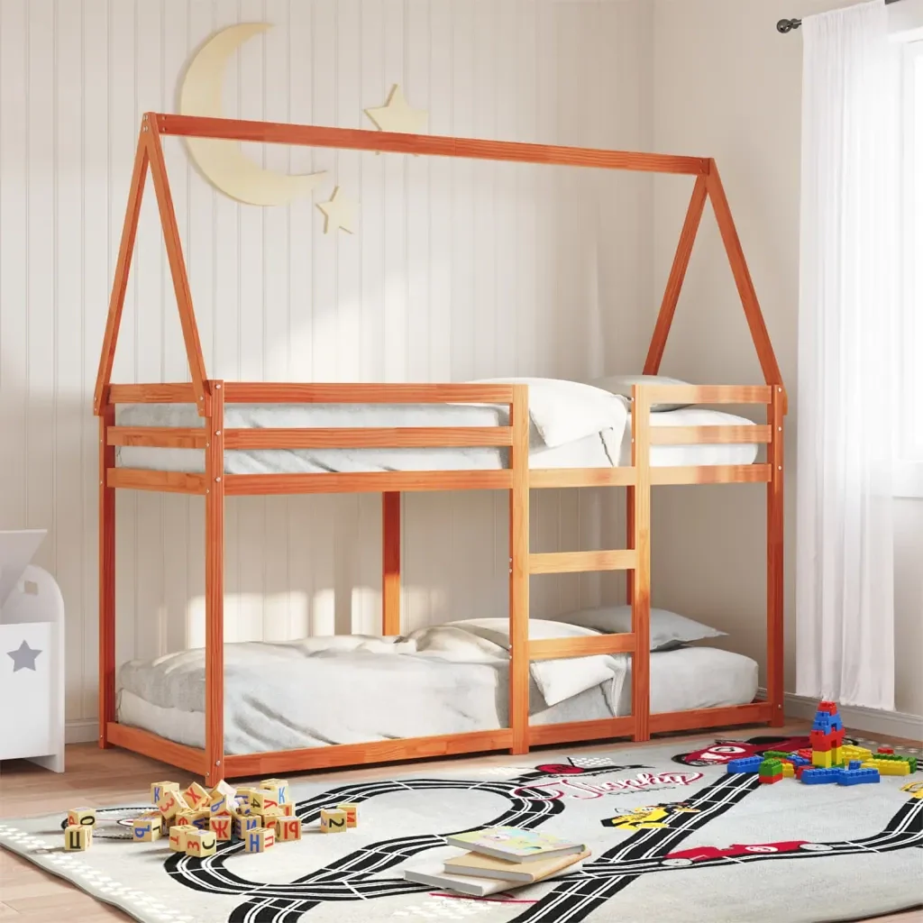 Letto singolo | Letto per adulti | Letto a Castello con Tetto Cera 80x200 cm Legno Massello Pino - Image 2