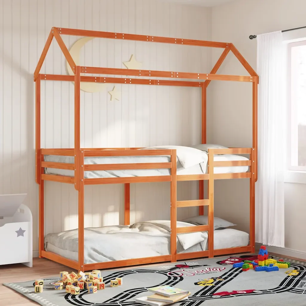 Letto singolo | Letto per adulti | Letto a Castello con Tetto Cera 80x200 cm Legno Massello Pino - Image 2