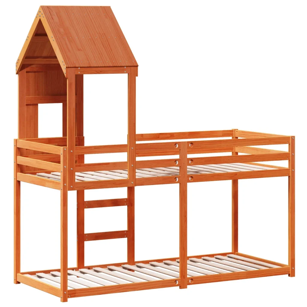 Letto singolo | Letto per adulti | Letto a Castello con Tetto Cera 90x200 cm Legno Massello Pino - Image 8