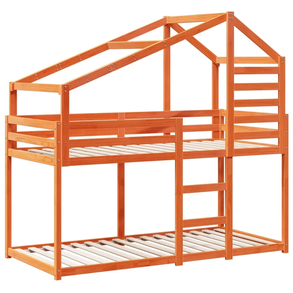 Letto singolo | Letto per adulti | Letto a Castello con Tetto Marrone Cera 90x190 cm Massello Pino - Image 4