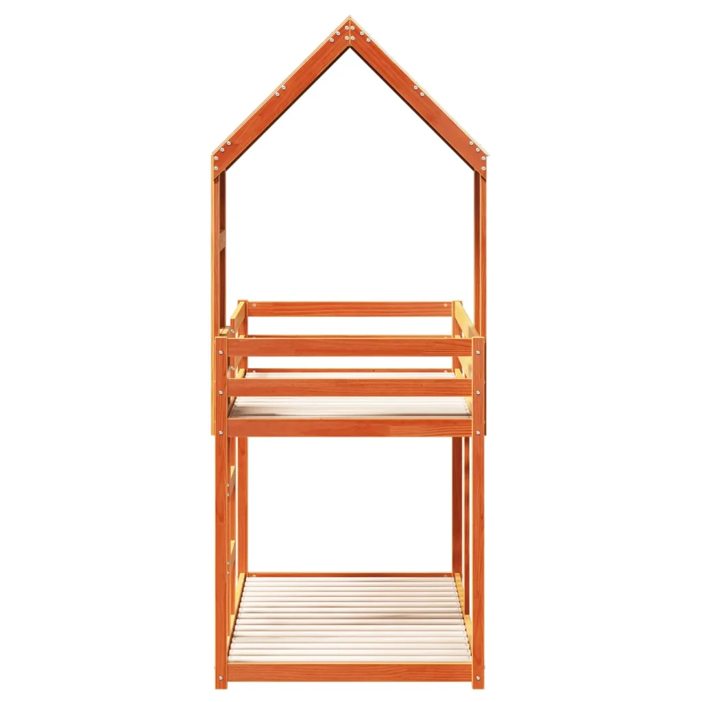 Letto singolo | Letto per adulti | Letto a Castello con Tetto Marrone Cera 90x190 cm Massello Pino - Image 7