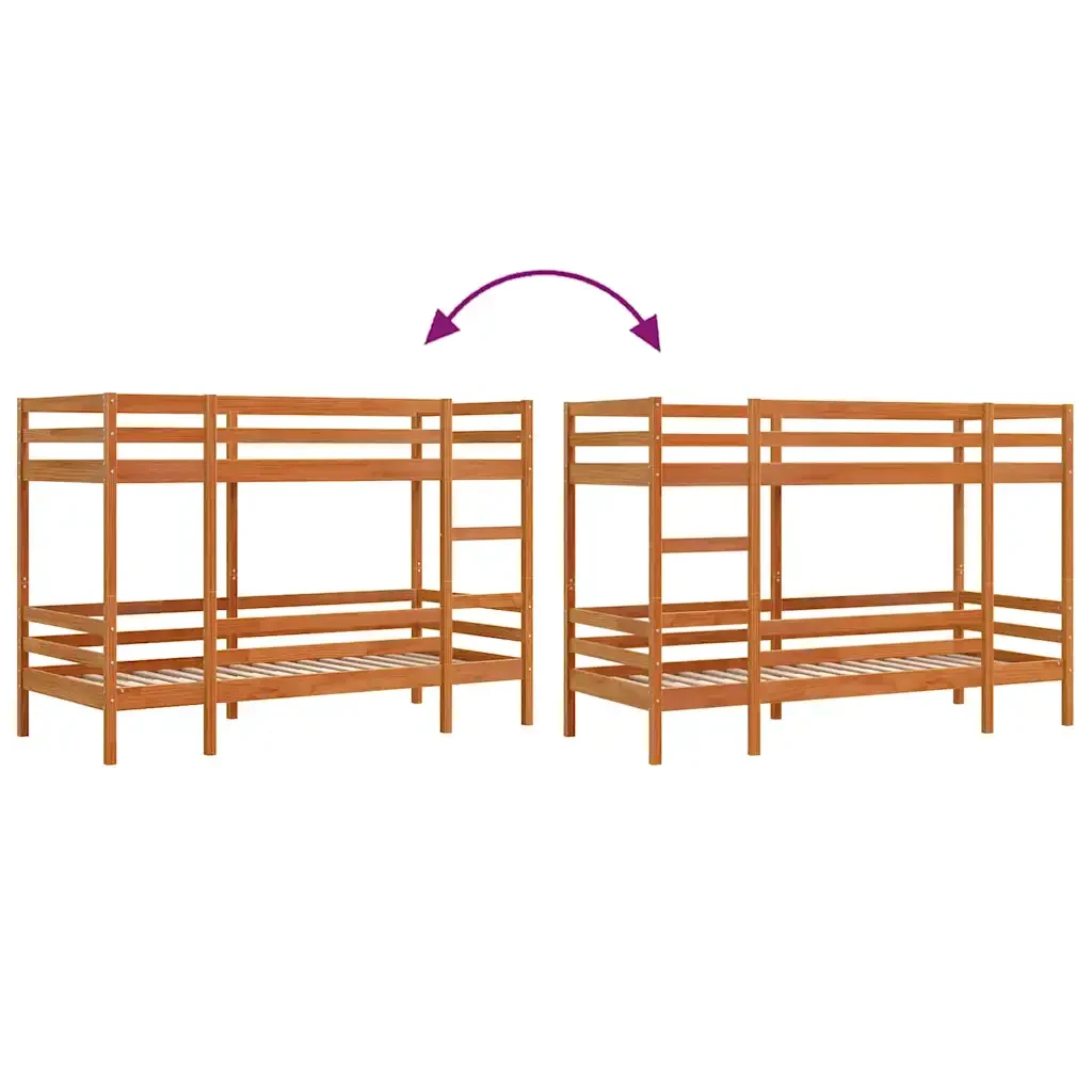 Letto singolo | Letto per adulti | Letto a Castello Marrone Cera 75x190 cm in Legno di Pino - Image 8