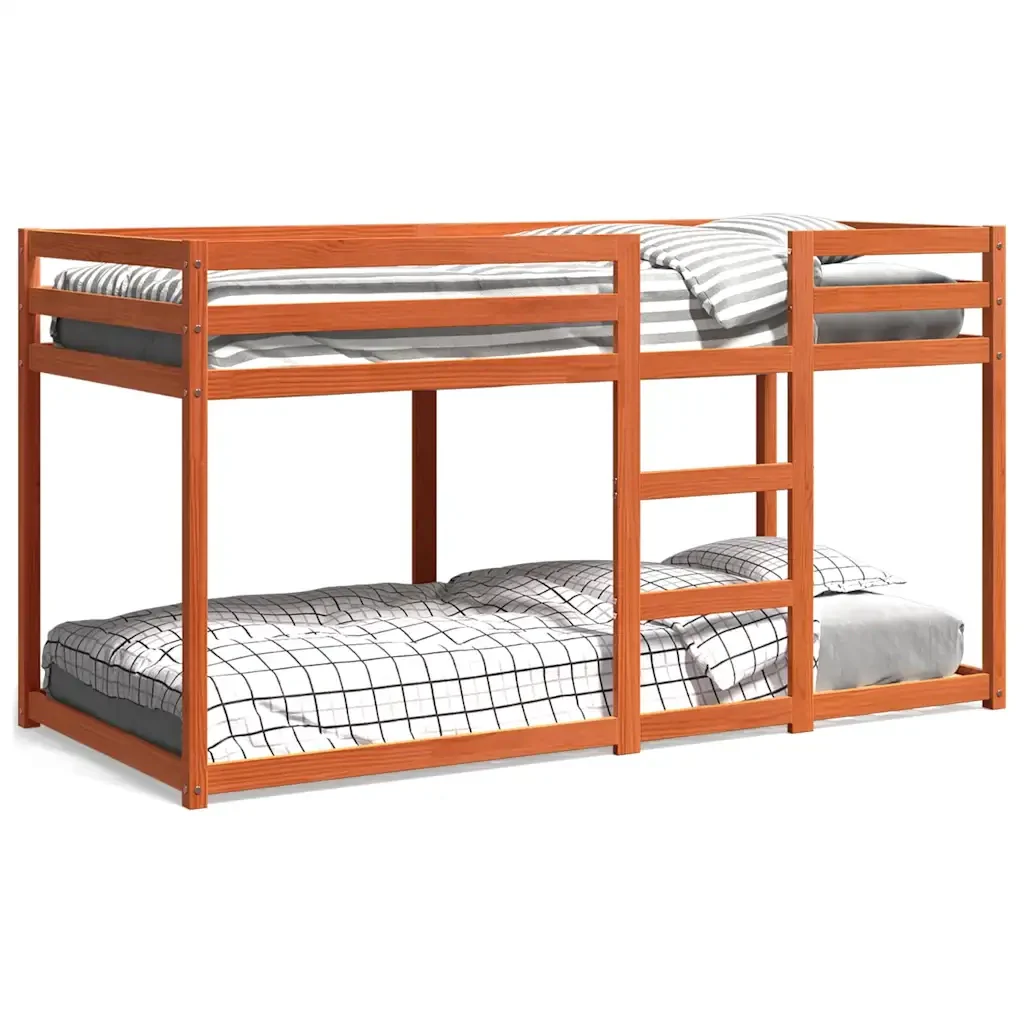 Letto singolo | Letto per adulti | Letto a Castello Marrone Cera 80x200 cm in Legno di Pino