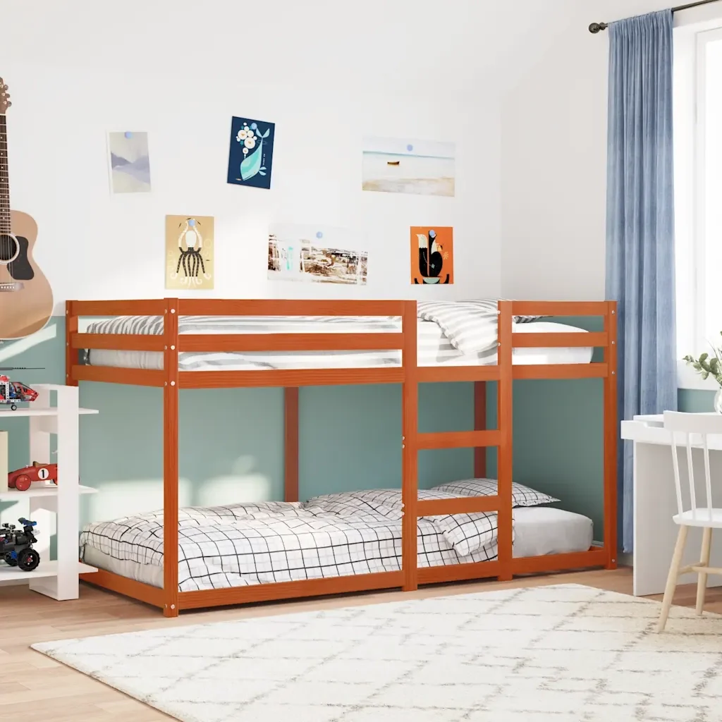 Letto singolo | Letto per adulti | Letto a Castello Marrone Cera 80x200 cm in Legno di Pino - Image 2