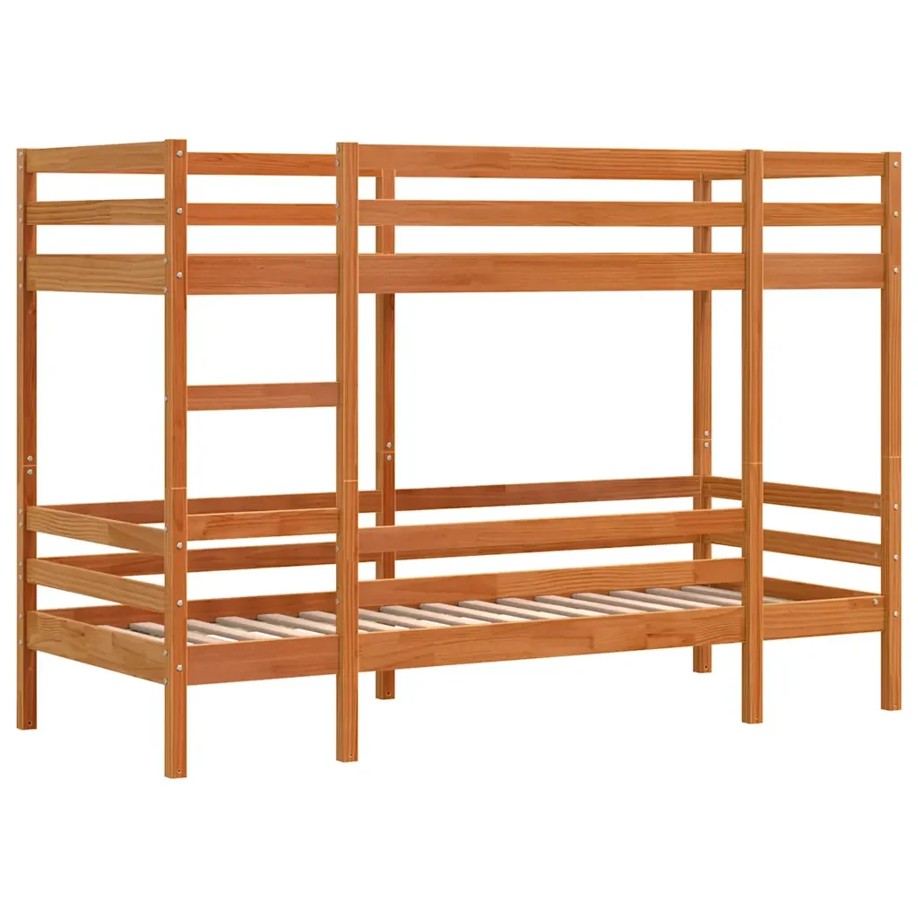 Letto singolo | Letto per adulti | Letto a Castello Marrone Cera 90x190 cm in Legno di Pino - Image 3