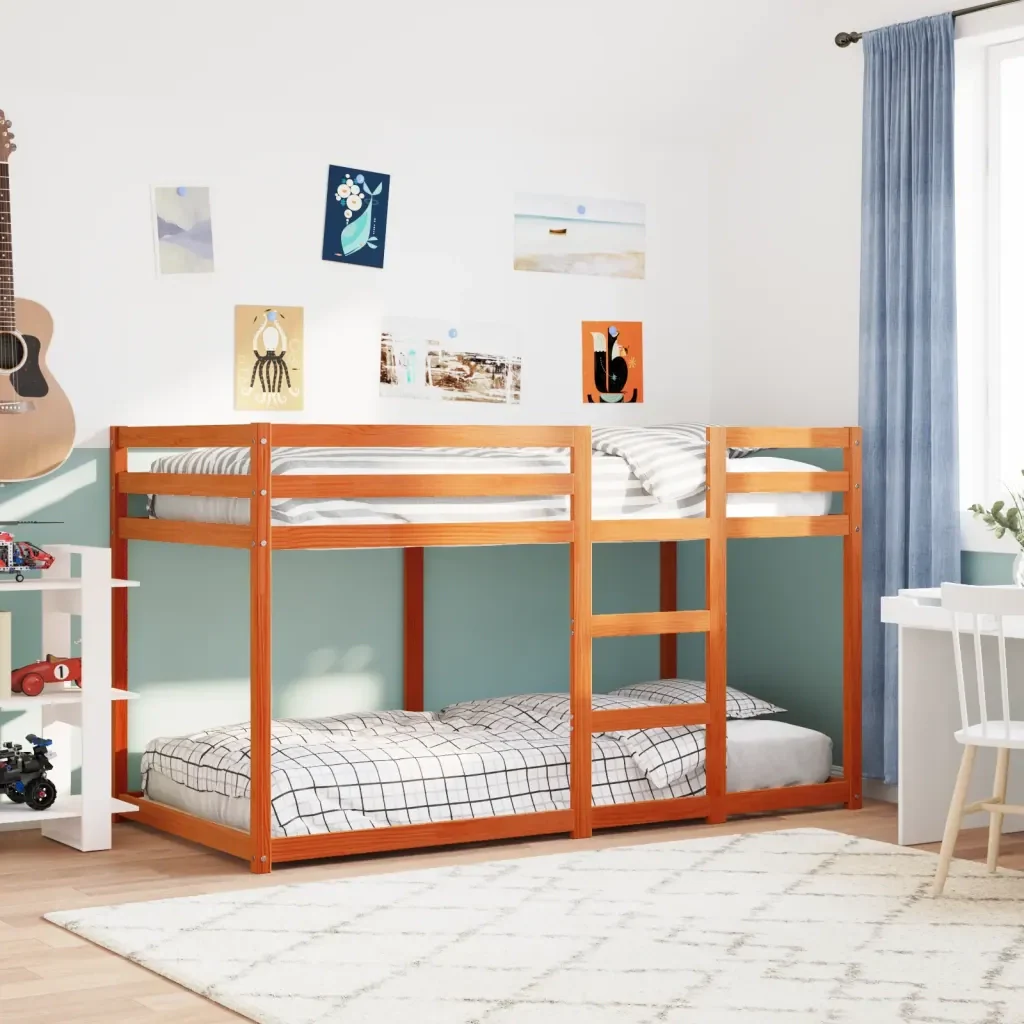 Letto singolo | Letto per adulti | Letto a Castello Marrone Cera 90x190 cm in Legno di Pino - Image 2