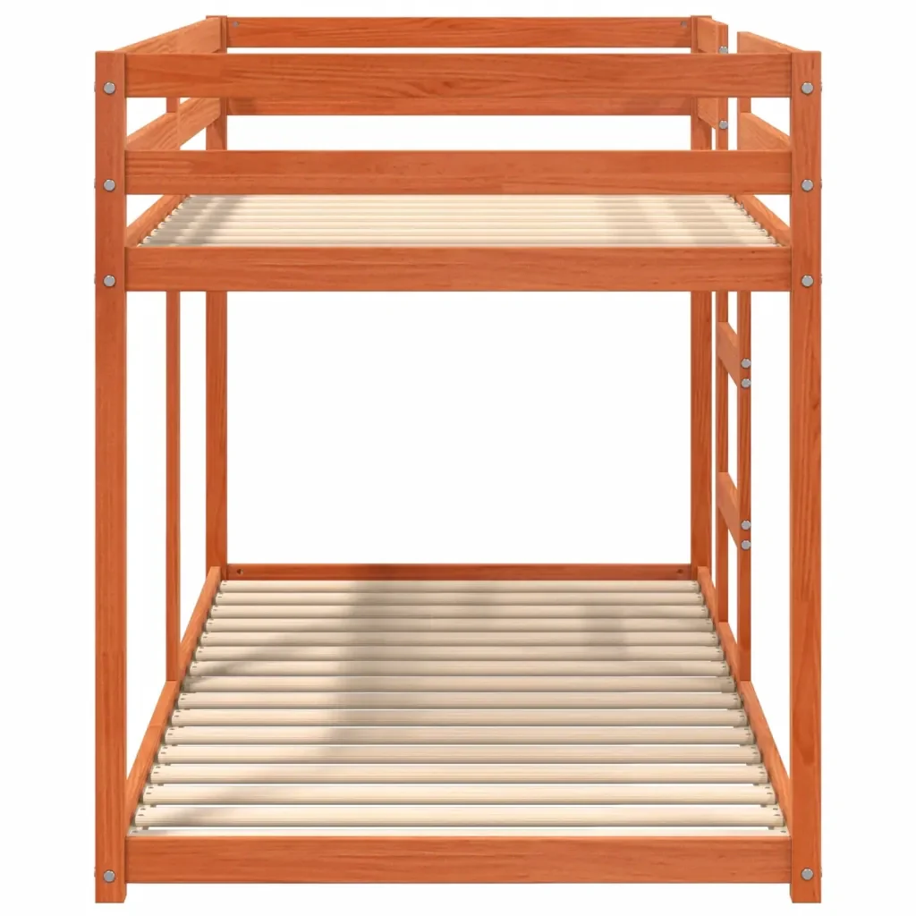 Letto singolo | Letto per adulti | Letto a Castello Marrone Cera 90x190 cm in Legno di Pino - Image 5