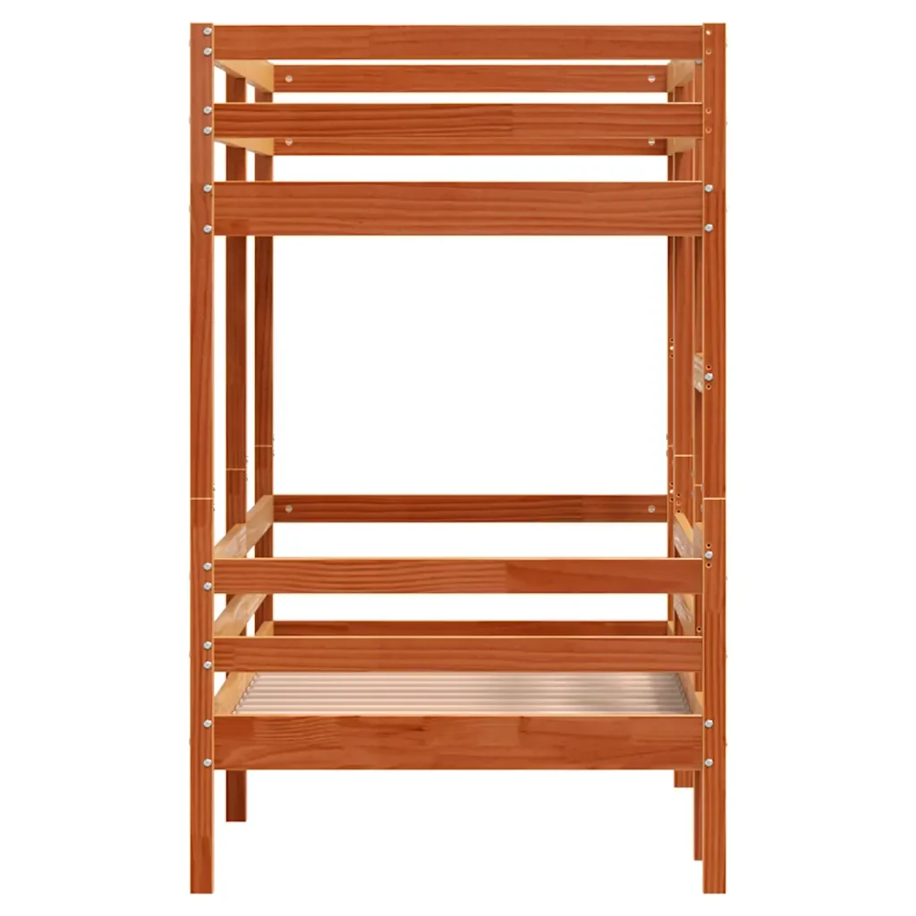 Letto singolo | Letto per adulti | Letto a Castello Marrone Cera 90x200 cm in Legno di Pino - Image 6