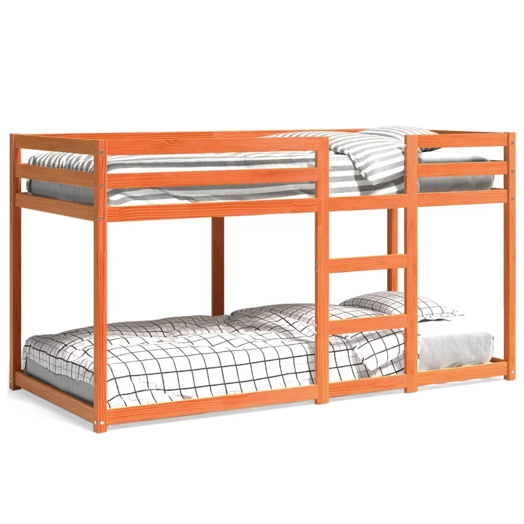 Letto singolo | Letto per adulti | Letto a Castello Marrone Cera 90x200 cm in Legno di Pino