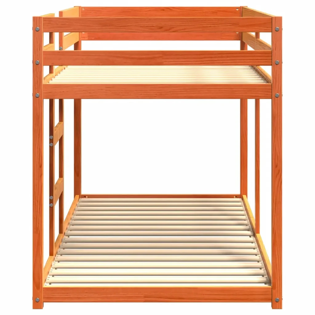 Letto singolo | Letto per adulti | Letto a Castello Marrone Cera 90x200 cm in Legno di Pino - Image 5