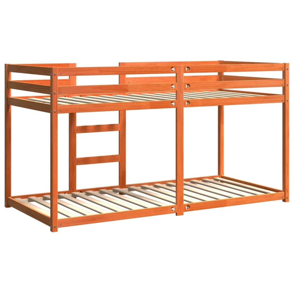 Letto singolo | Letto per adulti | Letto a Castello Marrone Cera 90x200 cm in Legno di Pino - Image 6