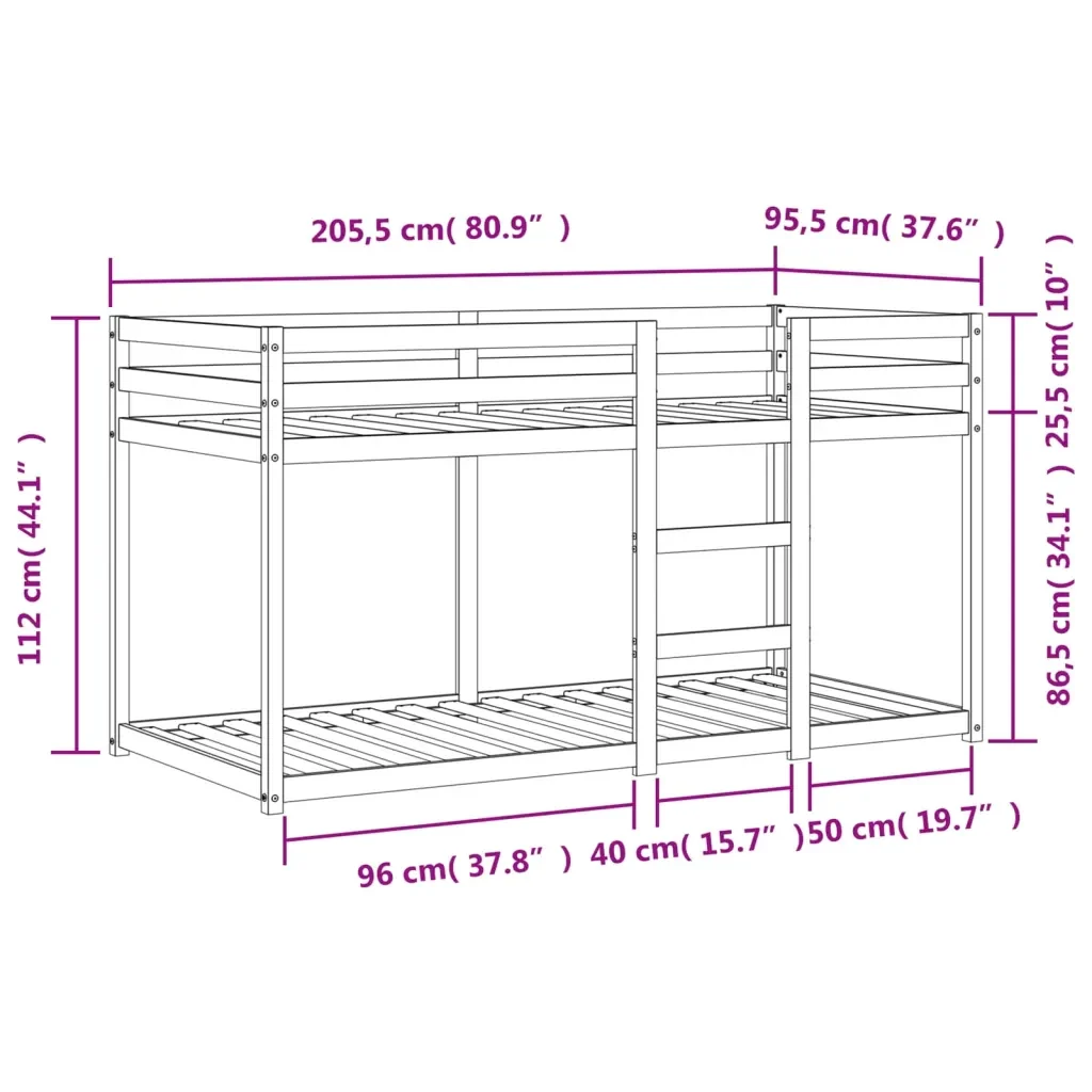 Letto singolo | Letto per adulti | Letto a Castello Marrone Cera 90x200 cm in Legno di Pino - Image 9