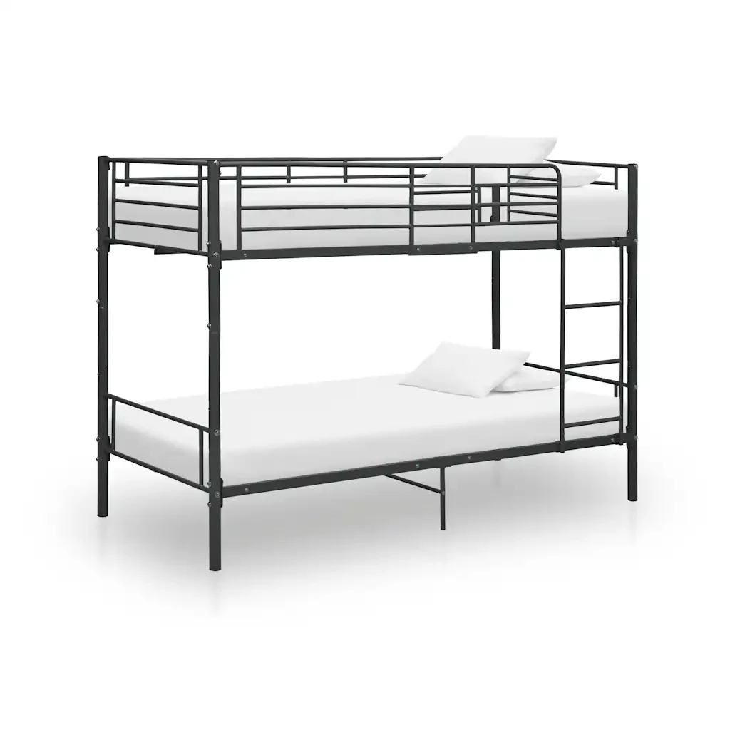 Letto singolo | Letto per adulti | Letto a Castello Nero in Metallo 90x200 cm