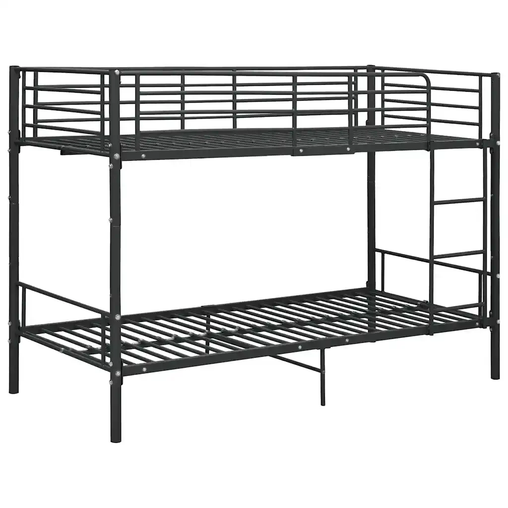 Letto singolo | Letto per adulti | Letto a Castello Nero in Metallo 90x200 cm - Image 4