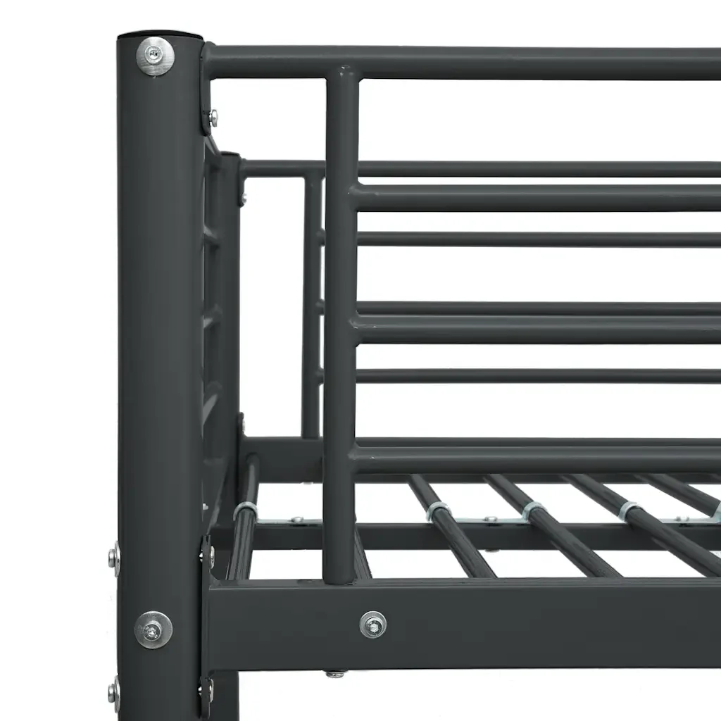 Letto singolo | Letto per adulti | Letto a Castello Nero in Metallo 90x200 cm - Image 6