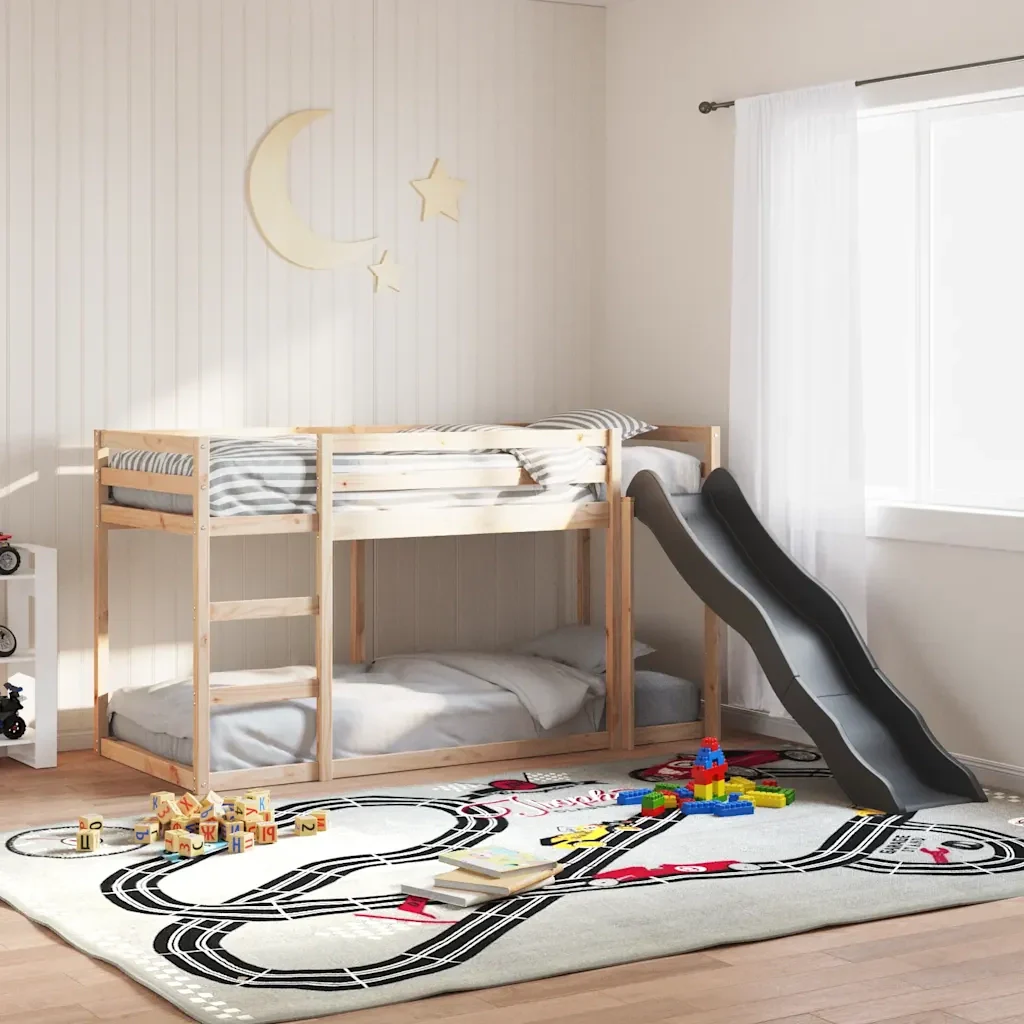 Letto singolo | Letto per adulti | Letto a Castello Scivolo e Scala 80x200 cm Legno Massello Pino - Image 2