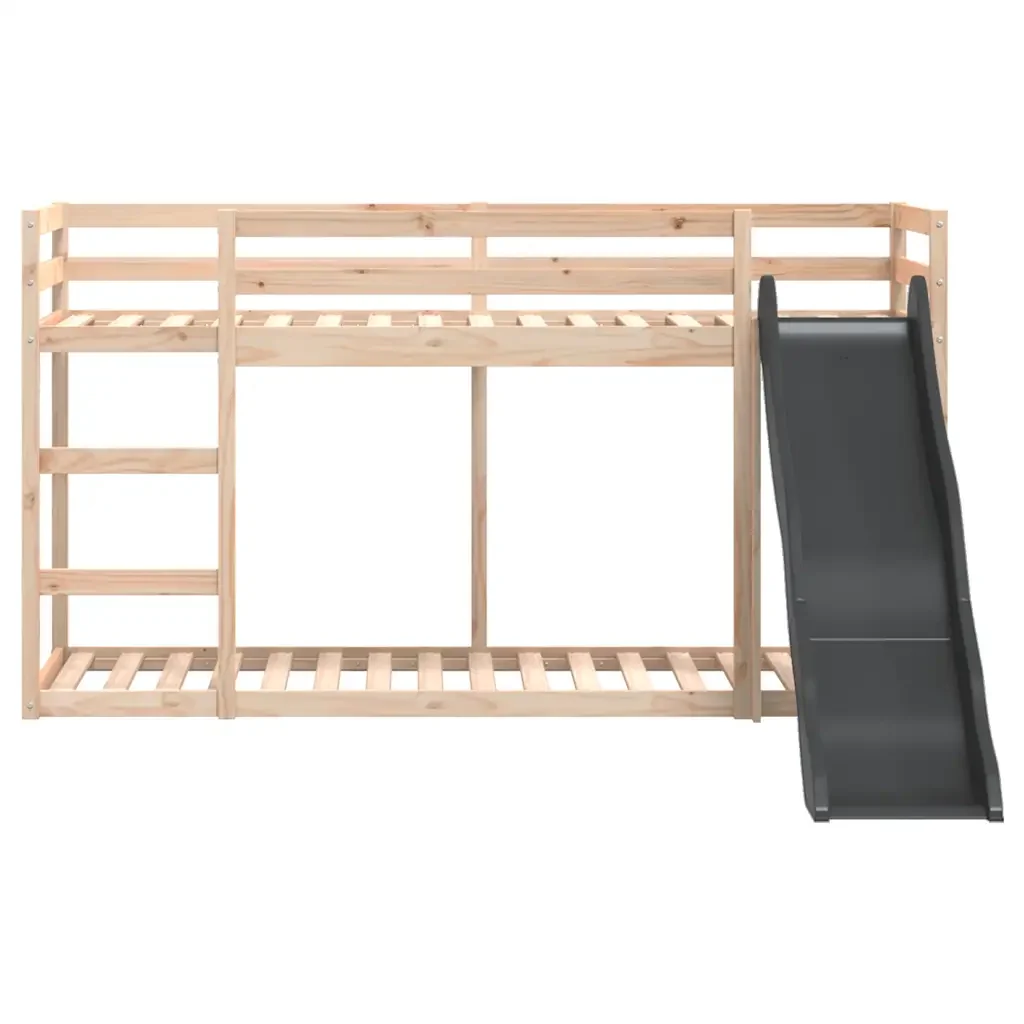 Letto singolo | Letto per adulti | Letto a Castello Scivolo e Scala 80x200 cm Legno Massello Pino - Image 5