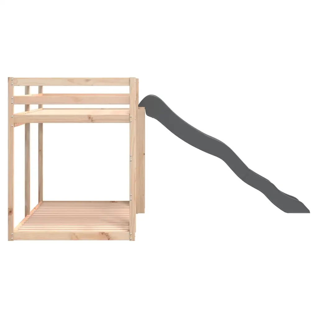 Letto singolo | Letto per adulti | Letto a Castello Scivolo e Scala 80x200 cm Legno Massello Pino - Image 6