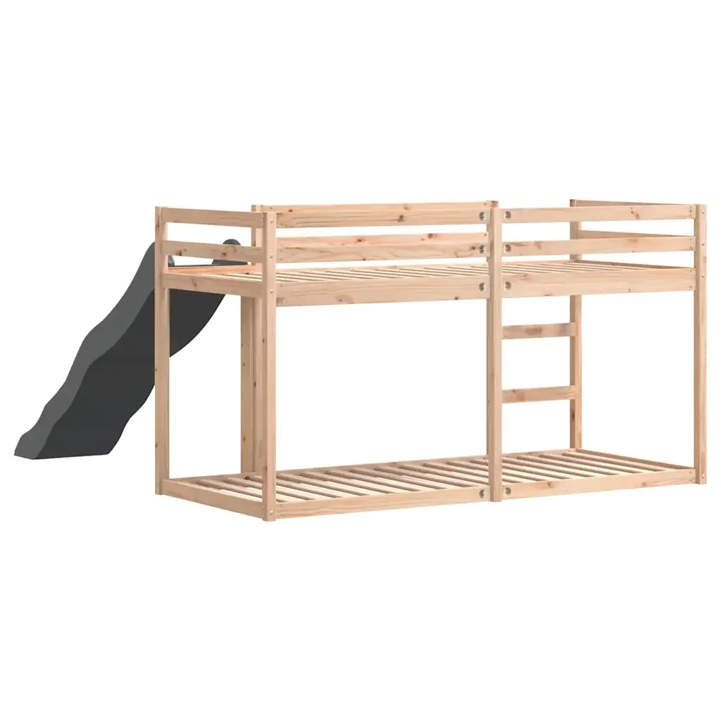 Letto singolo | Letto per adulti | Letto a Castello Scivolo e Scala 80x200 cm Legno Massello Pino - Image 7